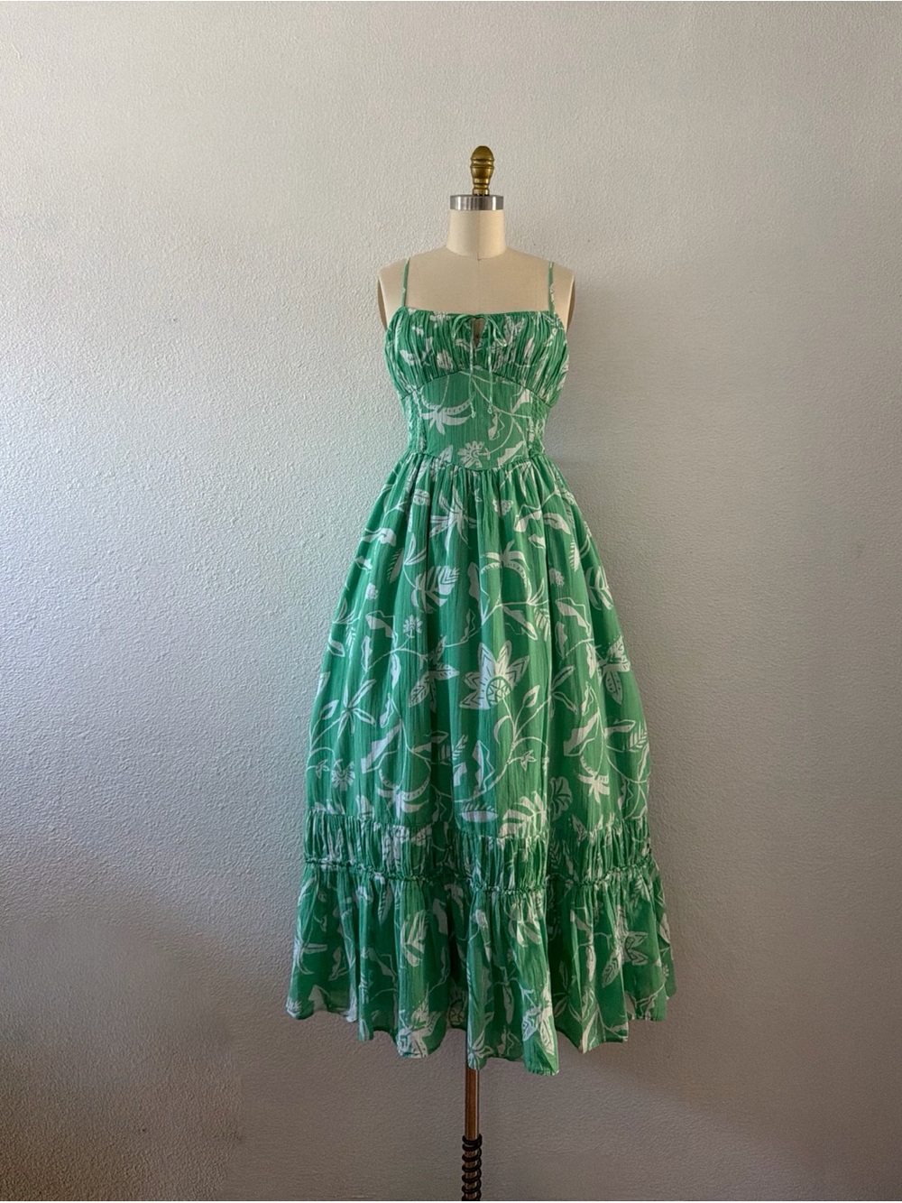 American Eagle Outfitters Green and White Floral Midi Dress